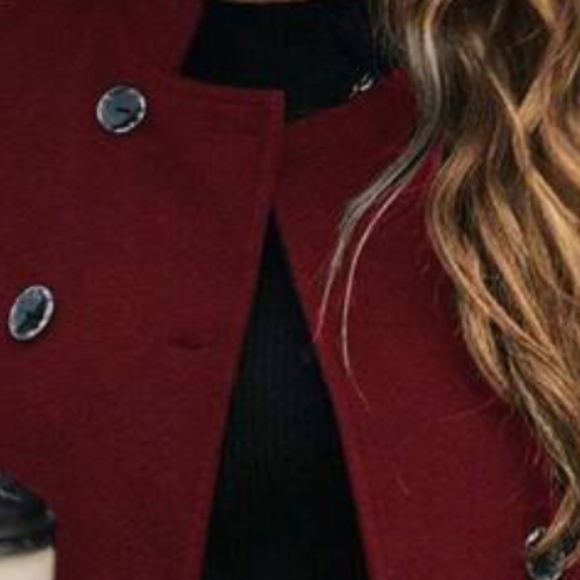 Classic Burgundy Double Breasted button Cape Jacket Coat - Picture 2 of 3